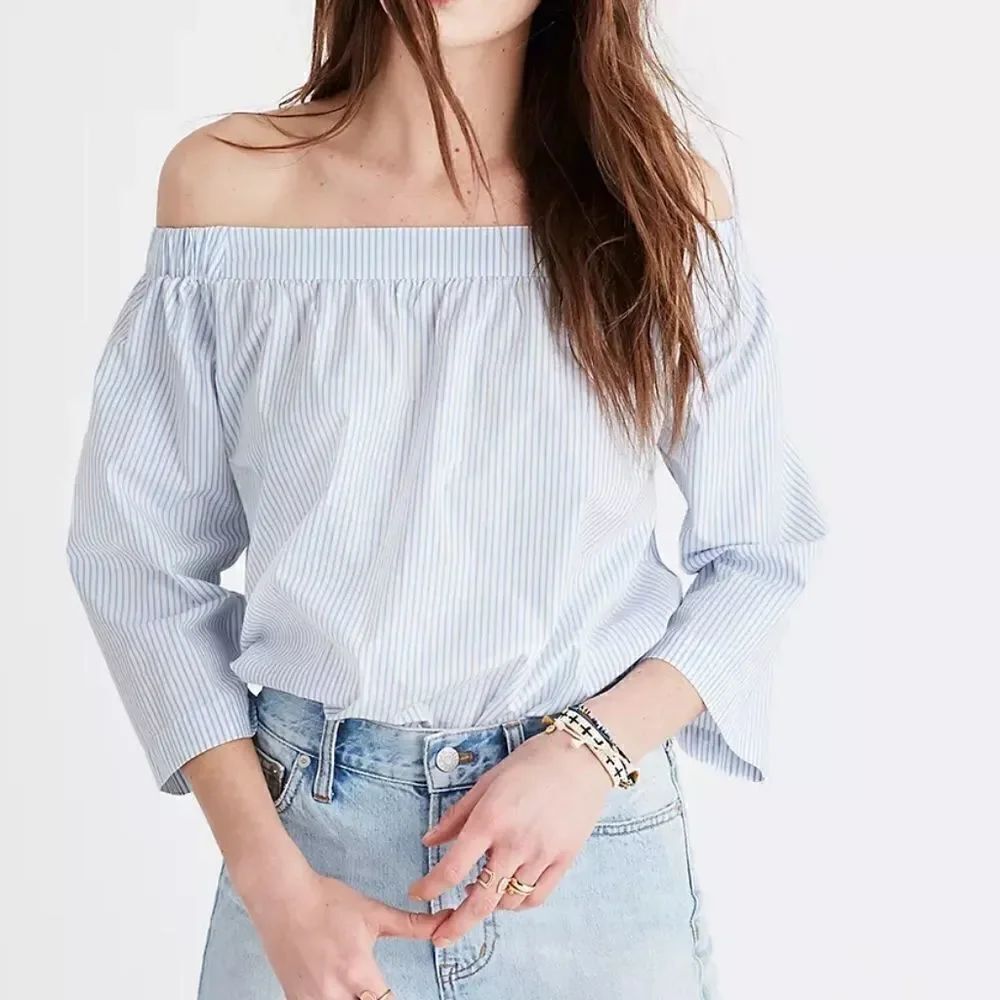 Madewell clean off the shoulder top in stripe